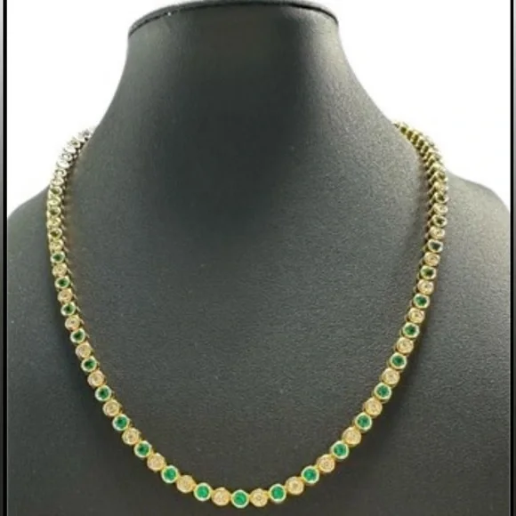 Emerald and Diamond Necklace - Picture 1 of 6
